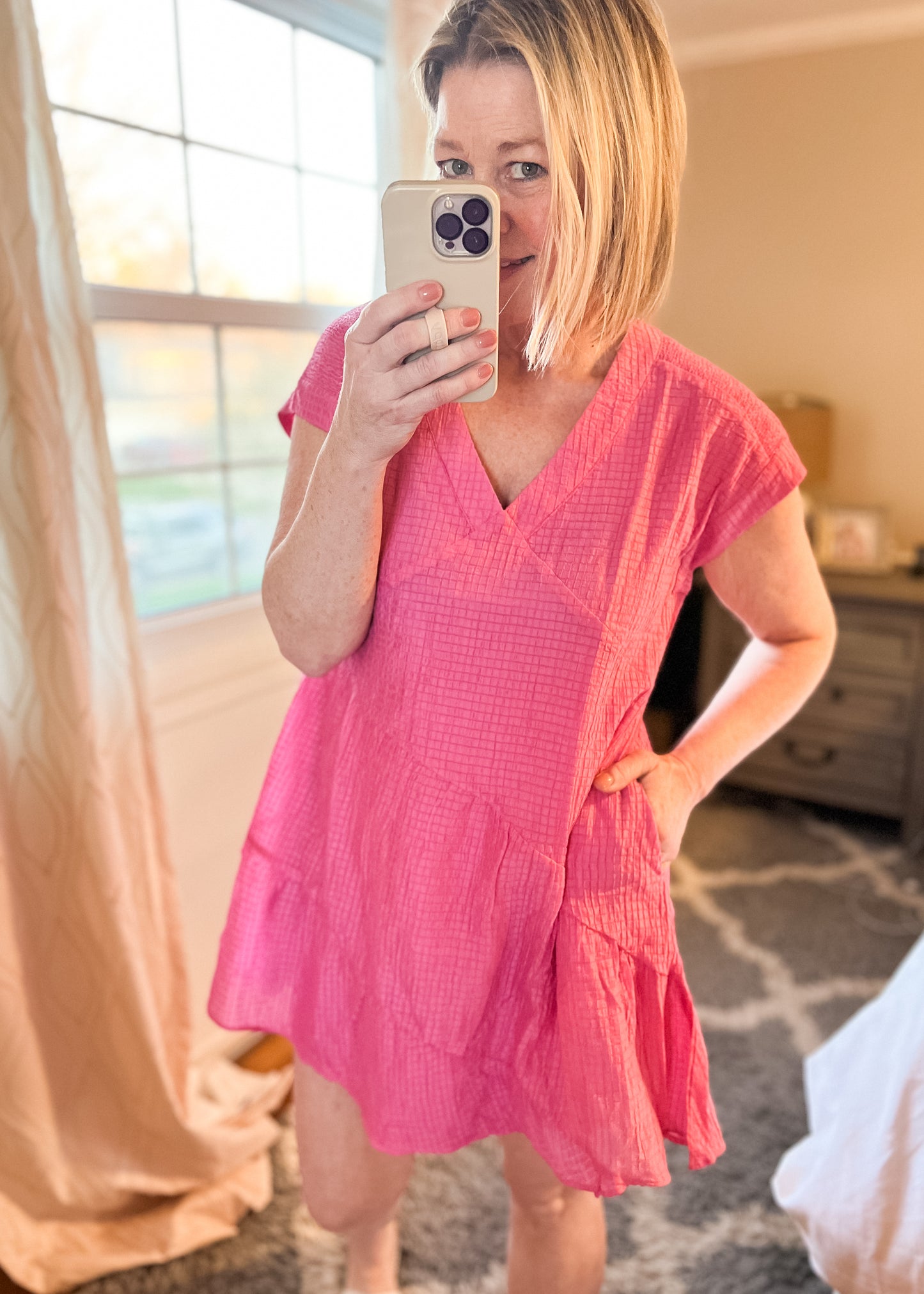 Textured Asymmetrical Line Dress