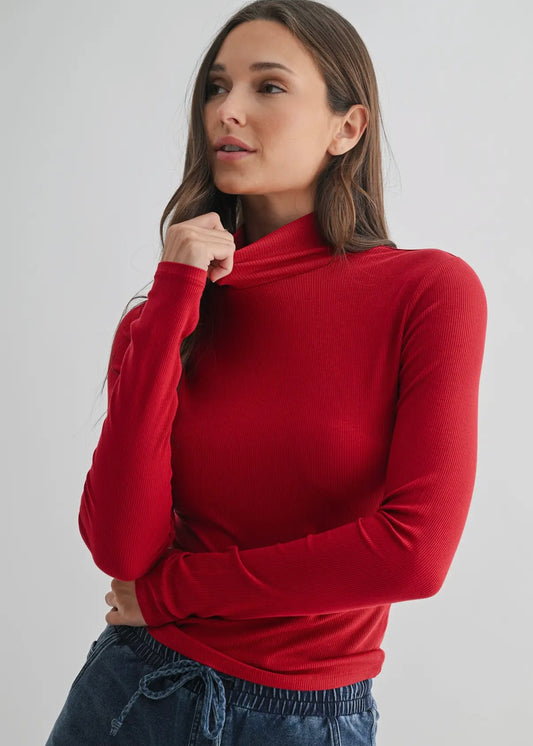 Red Micro Ribbed Top