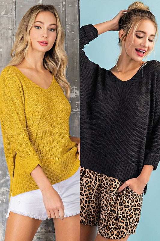 V-Neckline Knit Sweater