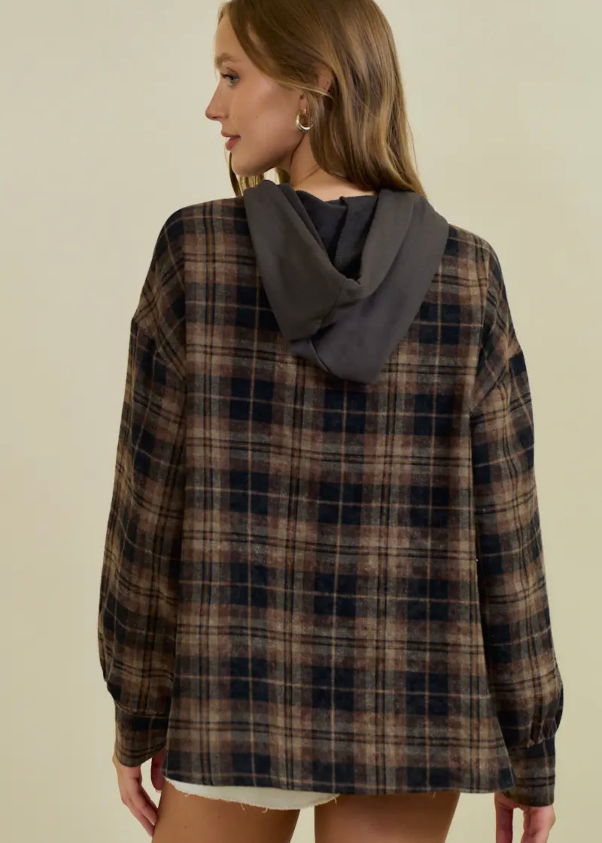 French Terry & Flannel Plaid Hoodie