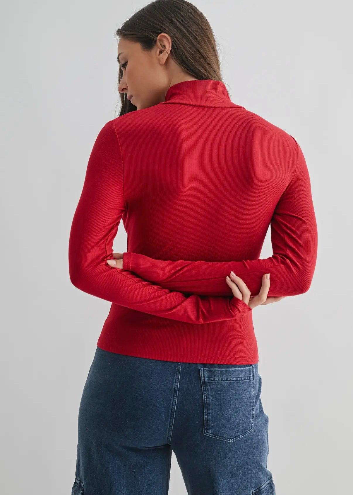 Red Micro Ribbed Top