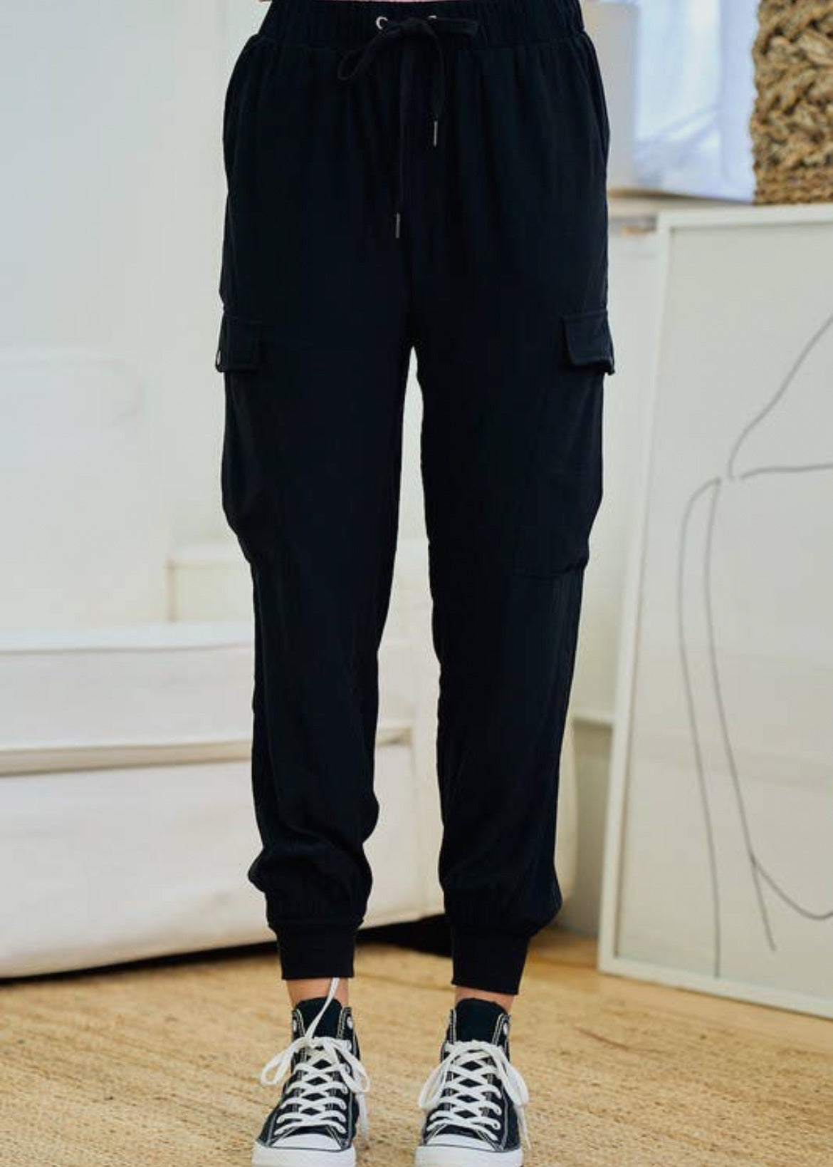 Black Cargo Joggers