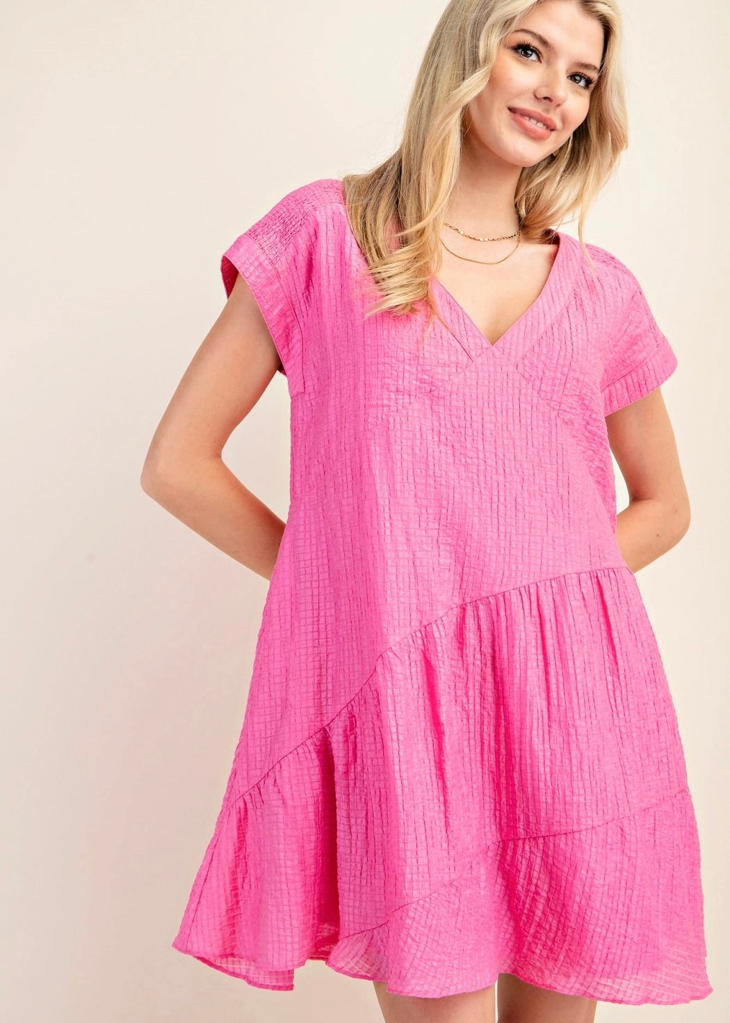 Textured Asymmetrical Line Dress