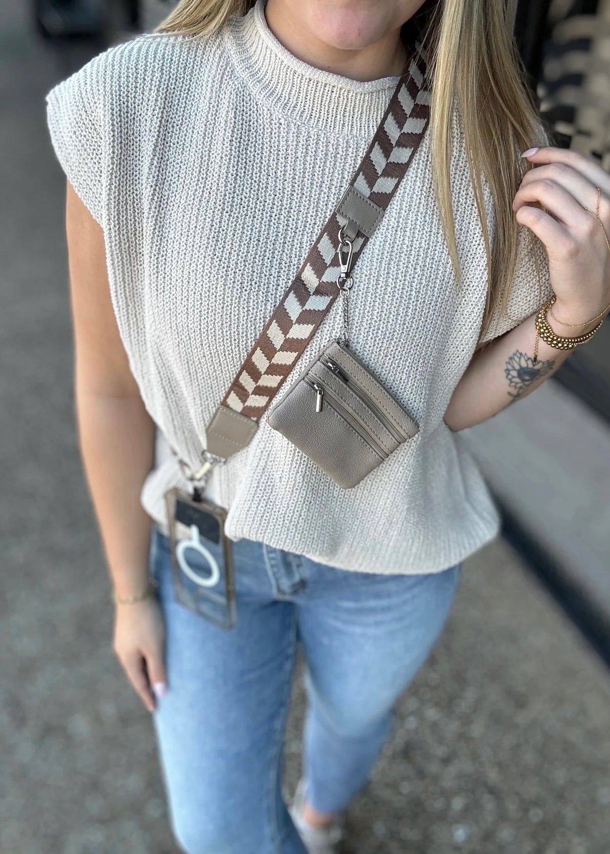 Phone Crossbody Strap W/Zipper Pouch
