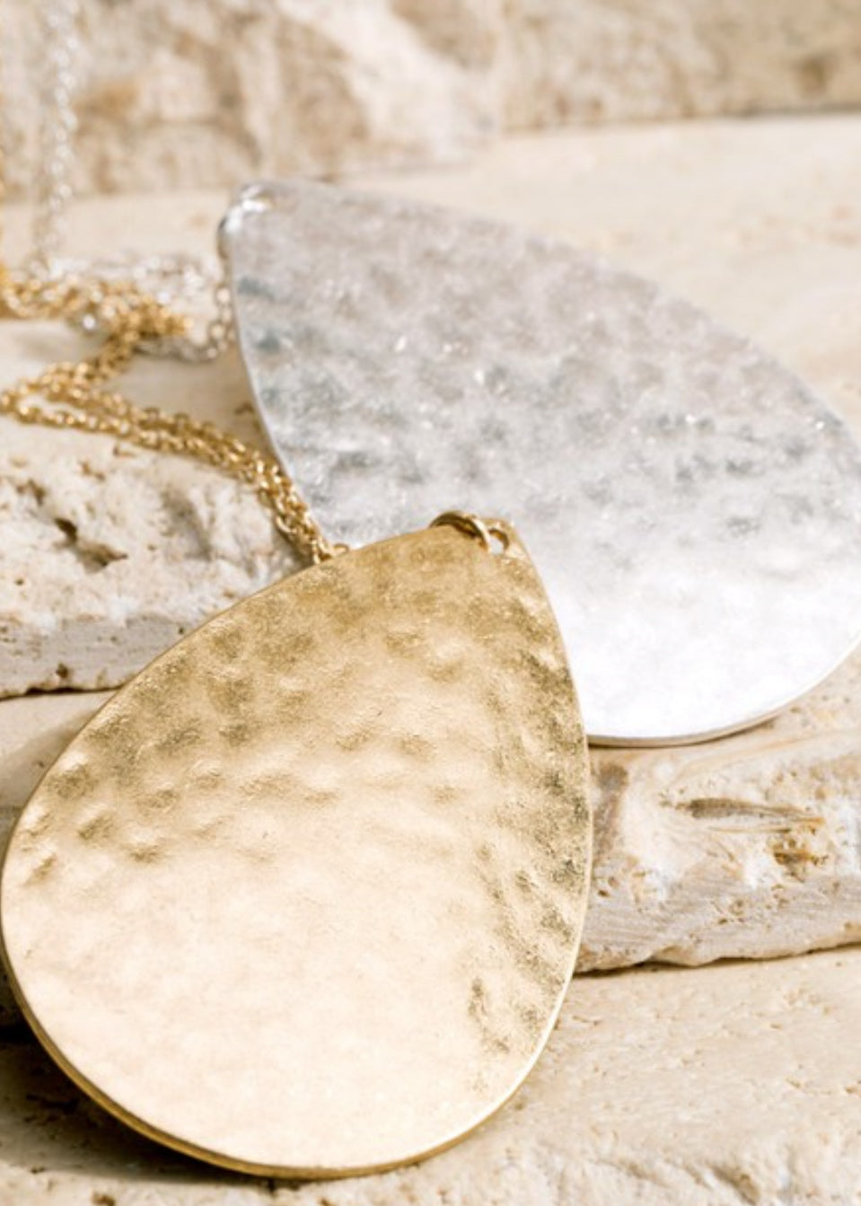 Silver and Gold teardrop necklace.