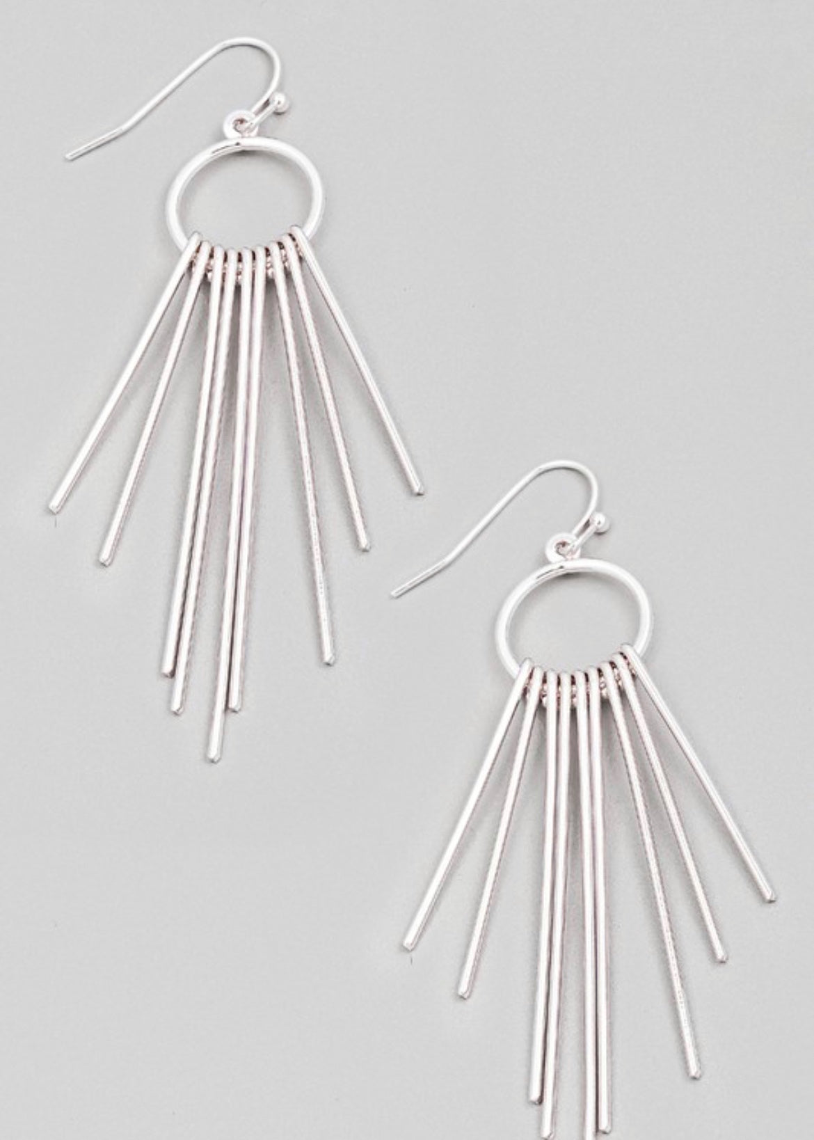 Metallic Needle Fringe Earrings