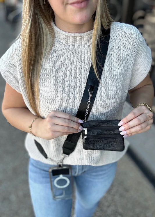 Phone Crossbody Strap W/Zipper Pouch