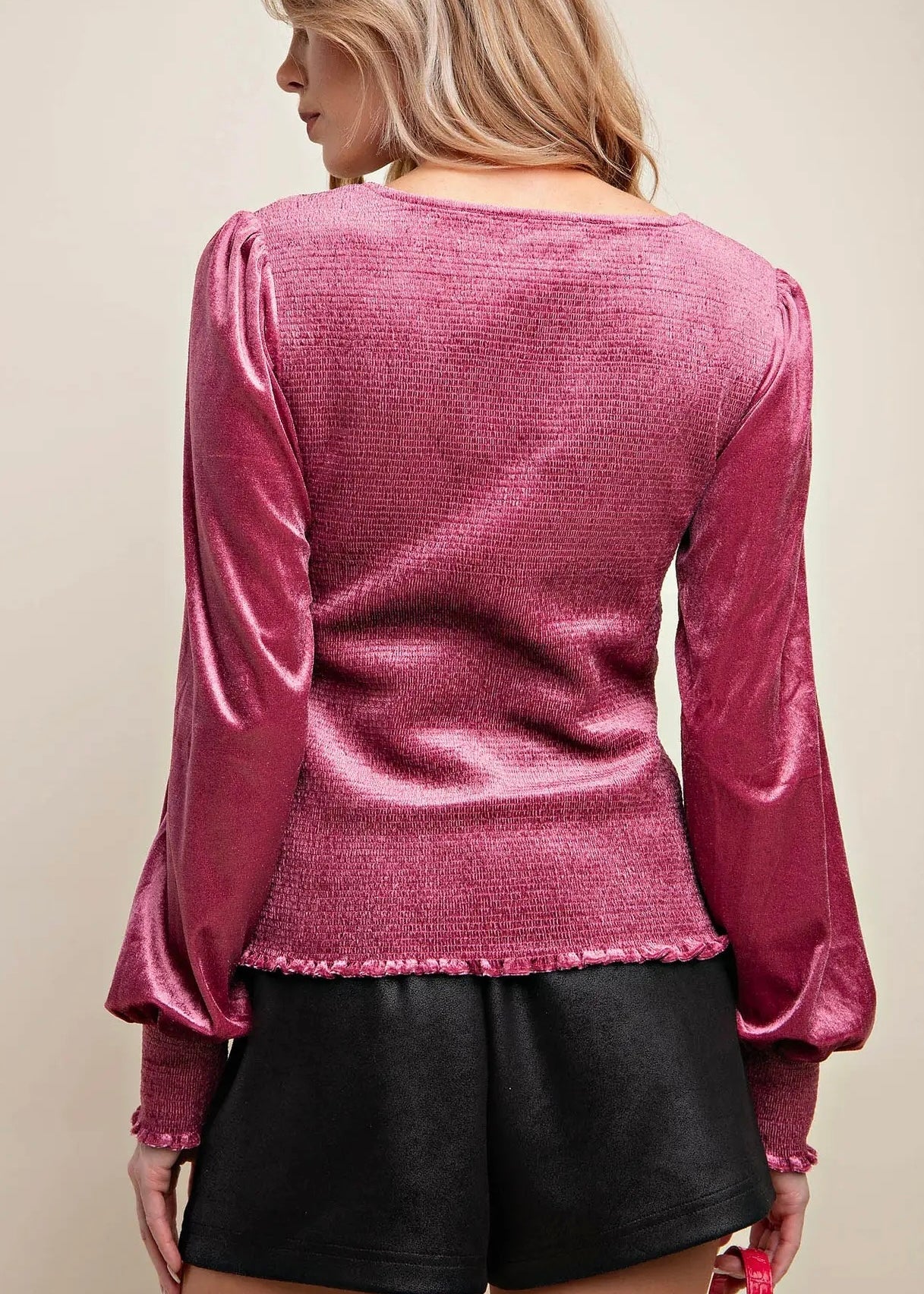 Velvet Smocked Top