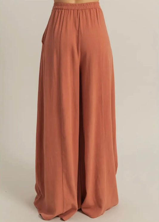 Linen Blend Flowy Pants