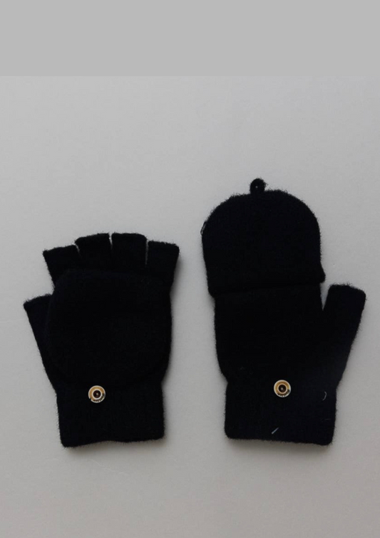 Fingerless Gloves with Mitten Flap