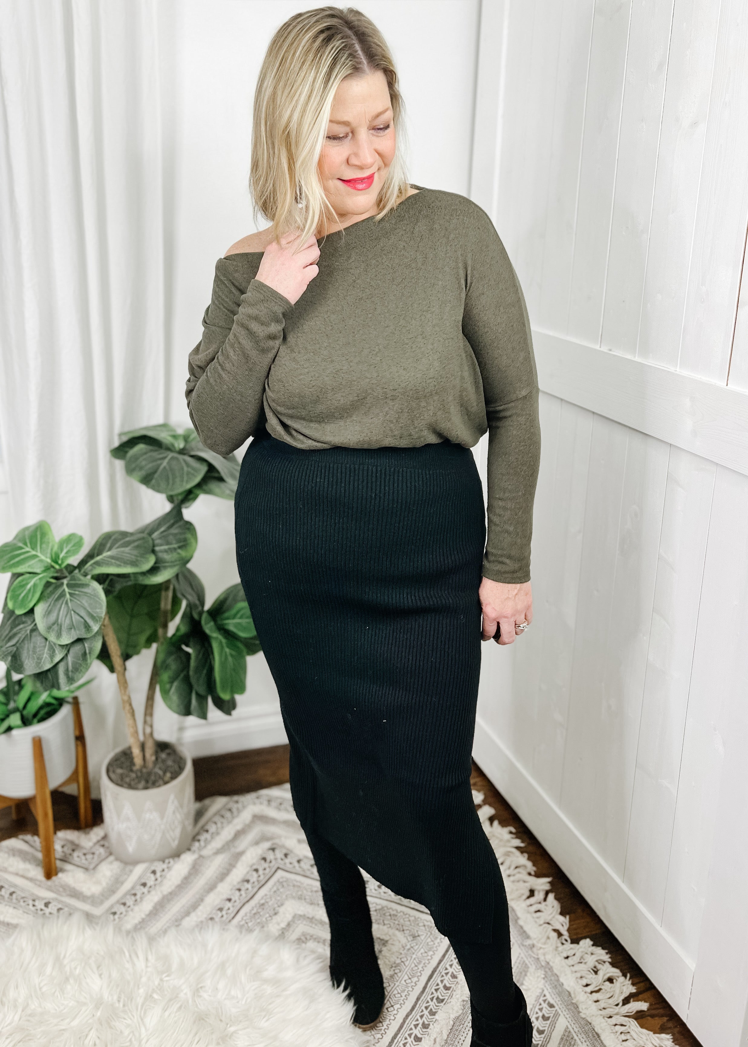 Sweater ribbed clearance skirt