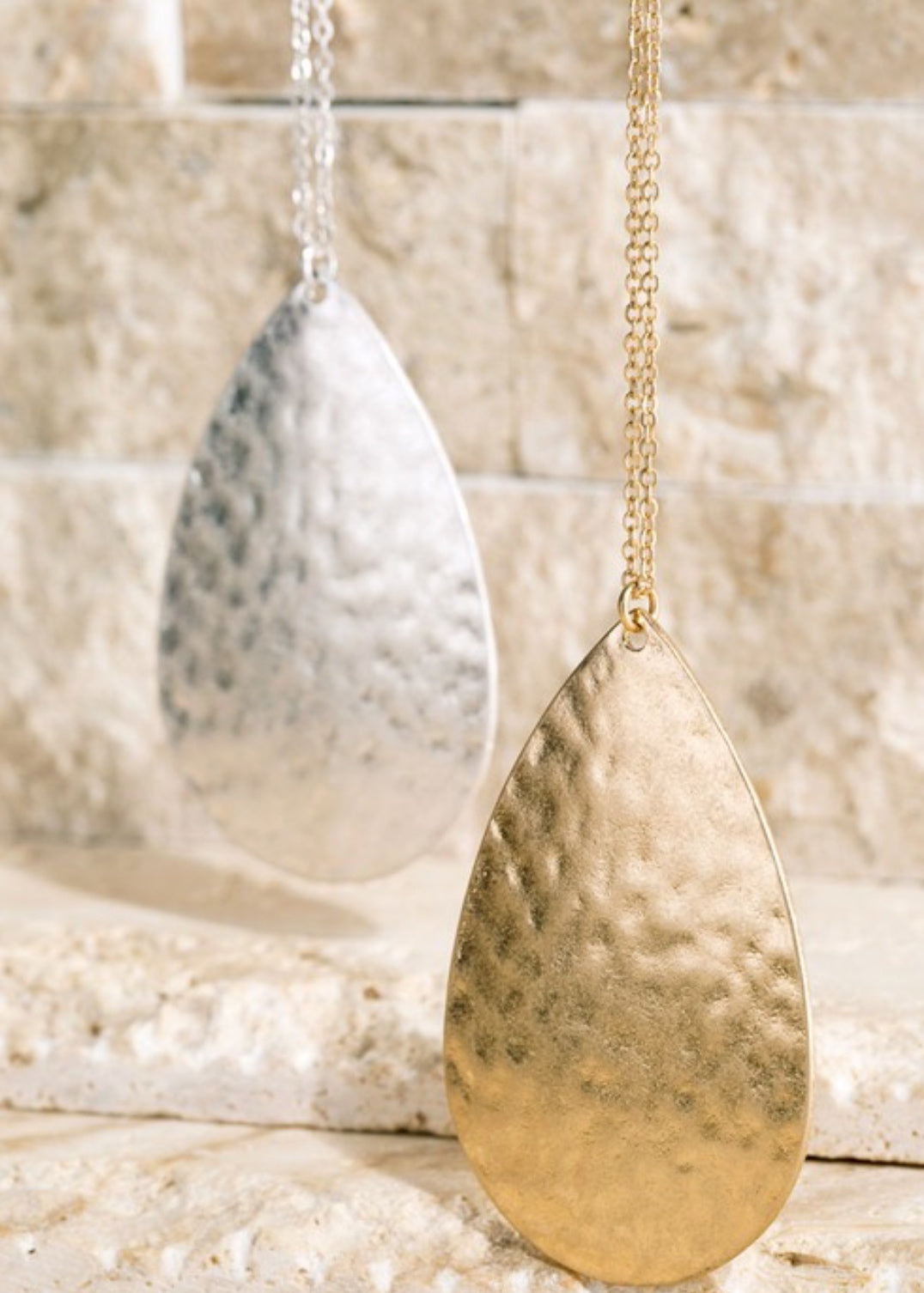 Silver and Gold teardrop necklace.